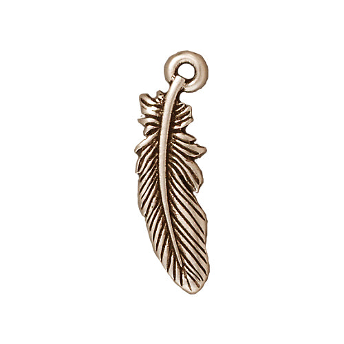 TierraCast Fine Silver Plated Pewter Small Feather Charm 23mm (1 pcs)