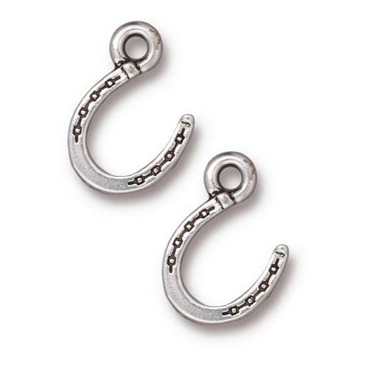 TierraCast Fine Silver Plated Pewter Western Horseshoe Charm 15mm (1 pcs)