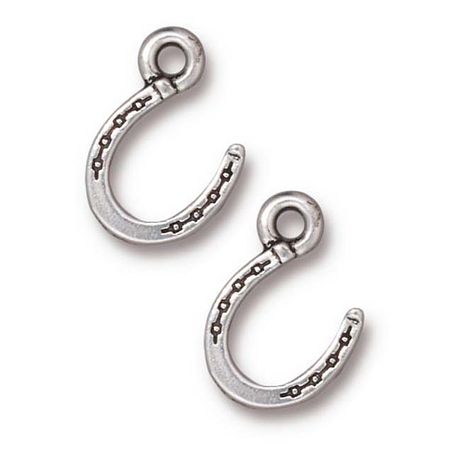 TierraCast Fine Silver Plated Pewter Western Horseshoe Charm 15mm (1 pcs)
