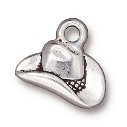 TierraCast Fine Silver Plated Pewter Western Cowboy Hat Charm 12mm (1 pcs)