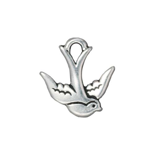 TierraCast Fine Silver Plated Pewter Swallow Bird Charm 17mm (1 pcs)
