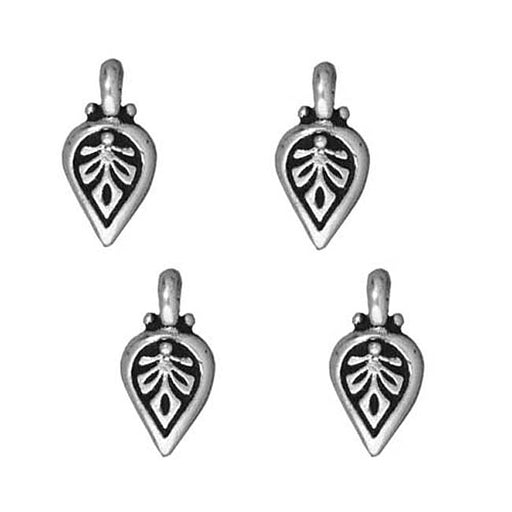TierraCast Fine Silver Plated Pewter Palmette Leaf Charm 11mm (4 Pieces)
