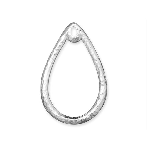 Pendant, Hammertone Stitch Around Teardrop 20x30mm, White Bronze Plated, by TierraCast (2 Pieces)