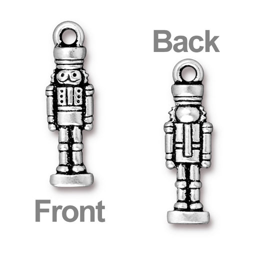 TierraCast Antiqued Silver Plated Lead-Free Pewter Nutcracker Charm 27mm (1 pcs)