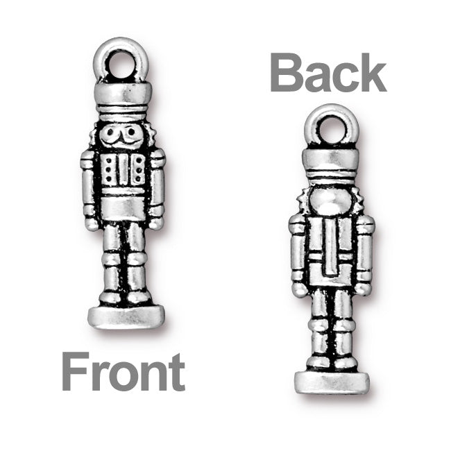 TierraCast Antiqued Silver Plated Lead-Free Pewter Nutcracker Charm 27mm (1 pcs)