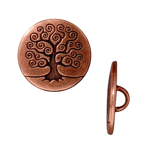 TierraCast Antiqued Copper Plated Pewter Tree Of Life Button 15.5mm (2 Pieces)
