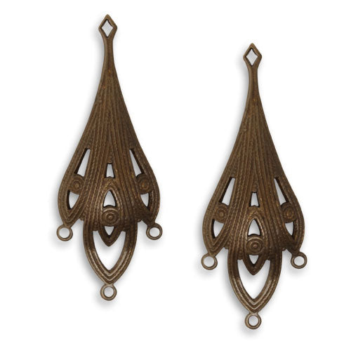 Vintaj Natural Brass Metamorphis Chandelier Drop Charms 35.5mm (2 pcs)