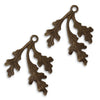 Vintaj Natural Brass Fastenable Oak Frond Pendants 35mm (2 pcs)