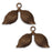 Vintaj Natural Brass Fastenable Cherry Leaf Charms 17x26mm (2 Pieces)
