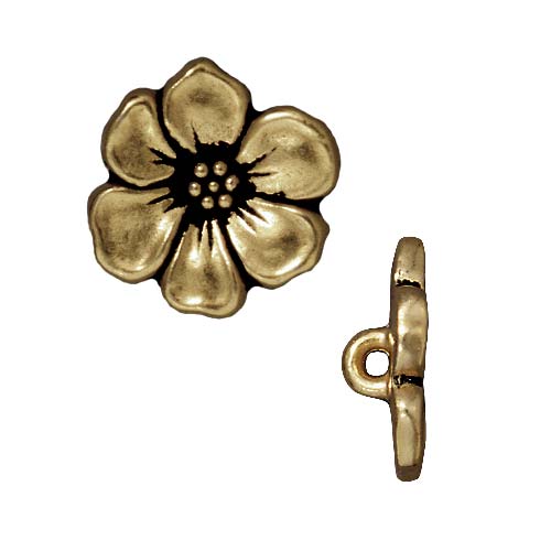 TierraCast Brass Oxide Finish Lead-Free Pewter Apple Blossom Buttons 14mm (2 Pieces)