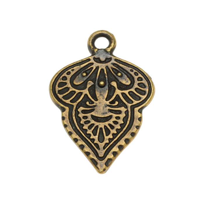 Metal Pendant, Mehndi 17x24.5mm, Brass Oxide Finish, By TierraCast (1 Piece)