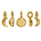 Metal Charm, Moon Phases Set, 22K Gold Plated, By TierraCast (5 Pieces)