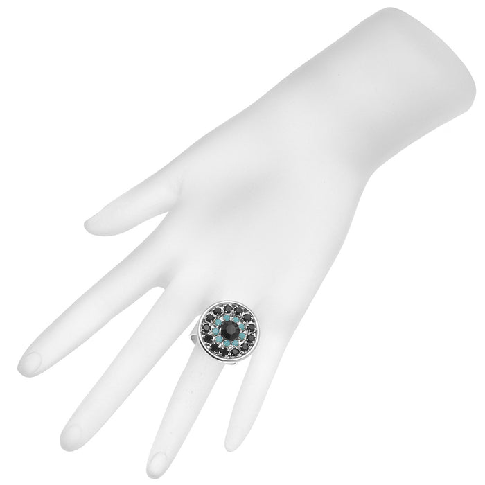 Retired - Desi Ring in Jet and Turquoise
