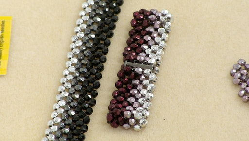 Instructions for the Fire Polish Ombre Right Angle Weave Bracelet Kit