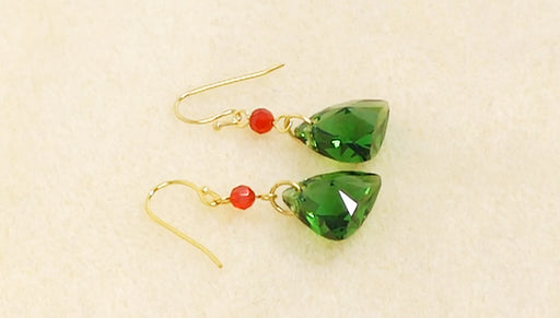 How to Make Austrian Crystal Triangle Pendant Christmas Earrings