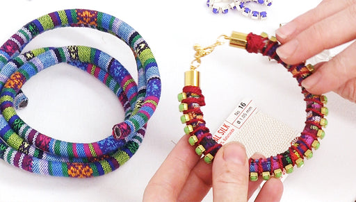 How to Make a Woven Cotton Cord and Rhinestone Cup Chain Bracelet