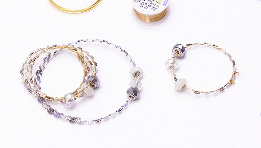 How to Create a Wire-Wrapped Flat Memory Wire Bracelet with European Style Large Hole Beads