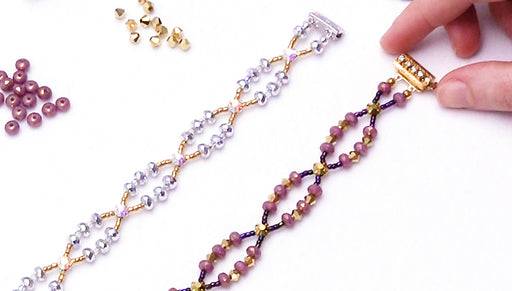 How to Make the Glittering Gala Bracelet featuring Czech Glass Donut Rondelles and Rose Montee Beads