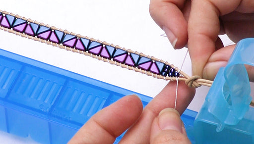 How to Make a Wrapit Loom Bracelet with Leather Cord and Two Hole Beads (Old Version)