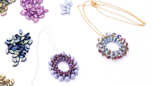 How to Bead Weave the Scarborough Necklace with 3-Hole Cali Beads and Austrian Crystal Bicones