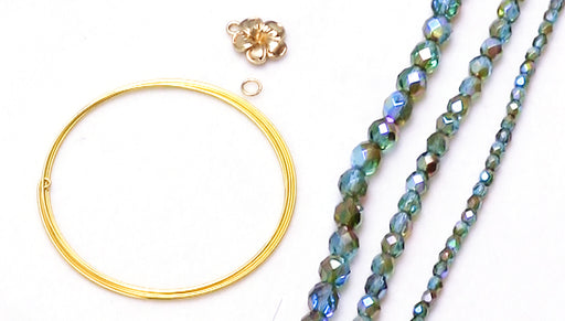 How to Make a Memory Wire Bracelet using Czech Fire Polished Glass Beads