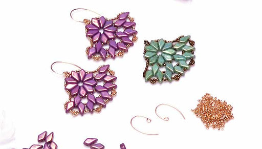 How to Make the Polynesian Palms Earrings using 2-Hole Czech Glass Kite Beads and Toho Seed Beads