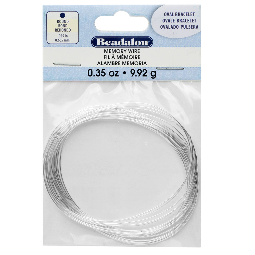 Memory Wire, Bracelet Oval 2.75 Inch Diameter, 23 Loops, Silver Plated