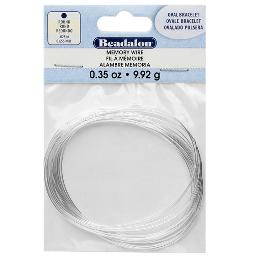 Memory Wire, Bracelet Oval 2.75 Inch Diameter, 23 Loops, Silver Plated