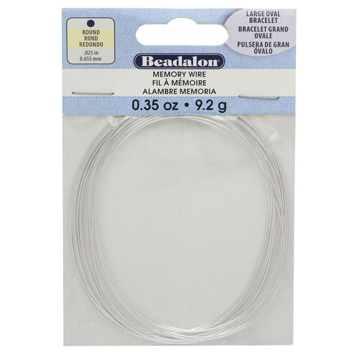 Memory Wire, Bracelet Oval Size Large 3 Inch Diameter, 20 Loops, Silver Plated