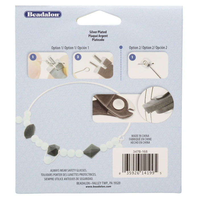 Memory Wire, Necklace Round Size Extra Large, 1mm (.039) Thick / 5 Inch Diameter, 5 Loops, Silver Plated
