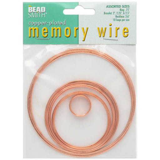 The Beadsmith Assorted Memory Wire Variety Pack - Copper Plated - 10 Loops Per Size