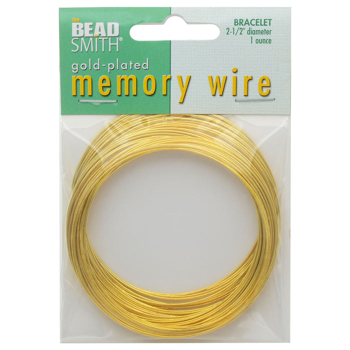 Memory Wire, Bracelet Round Size Large 2.50 Inch Diameter, 63 Loops, Gold Plated