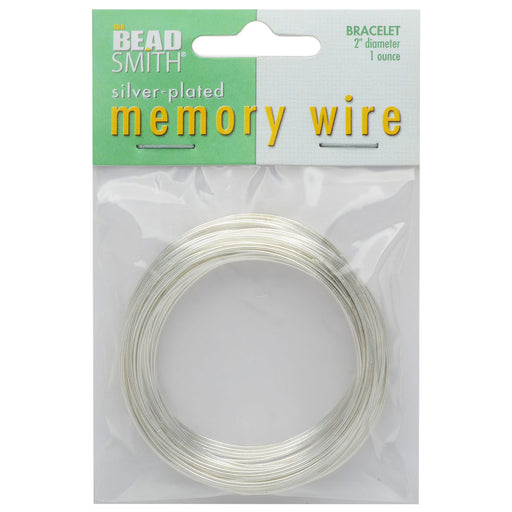 Memory Wire, Bracelet Round Size Small 2 Inch Diameter, 57 Loops, Silver Plated