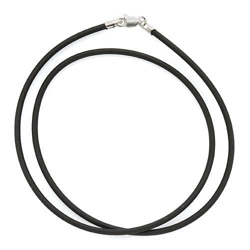 Black Rubber 2mm Tube Necklace With Sterling Silver Clasp 16 Inches (1 pcs)
