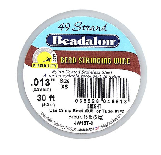 Beadalon Wire Standard Bright 49 Strand .013 Inch / 30Ft