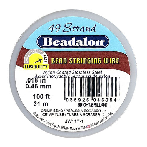 Beadalon Wire Standard Bright 49 Strand .018 Inch / 100 Feet