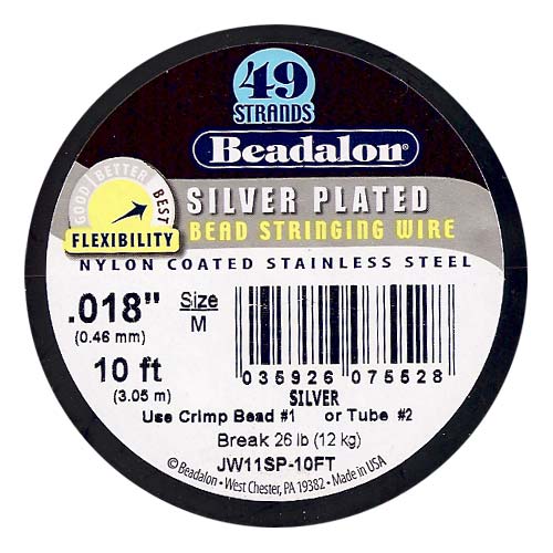 Beadalon Wire Silver Plated 49 Strand .018 Inch / 10Ft
