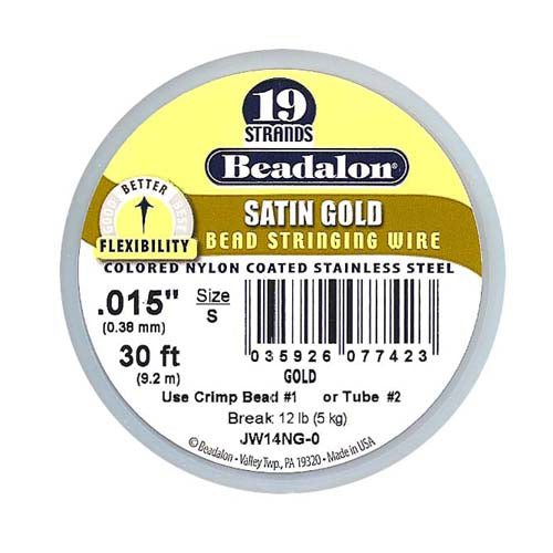 Beadalon Wire "Satin Gold" 19 Strand .015 Inch / 30Ft