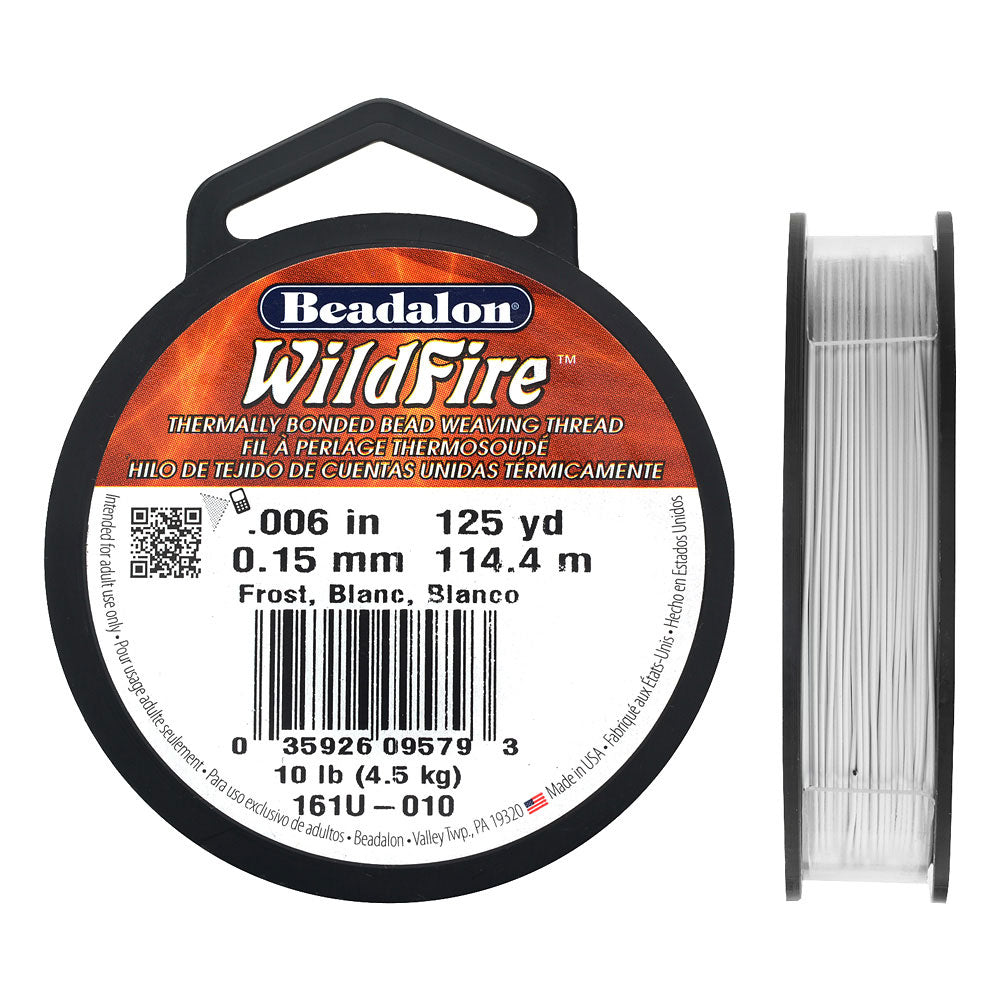 Wildfire Thermal Bonded Beading Thread, 125 Yards, Frost / White (.006 Inch Thick)