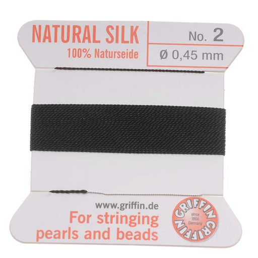 Griffin Silk Beading Cord & Needle Size 2 Black