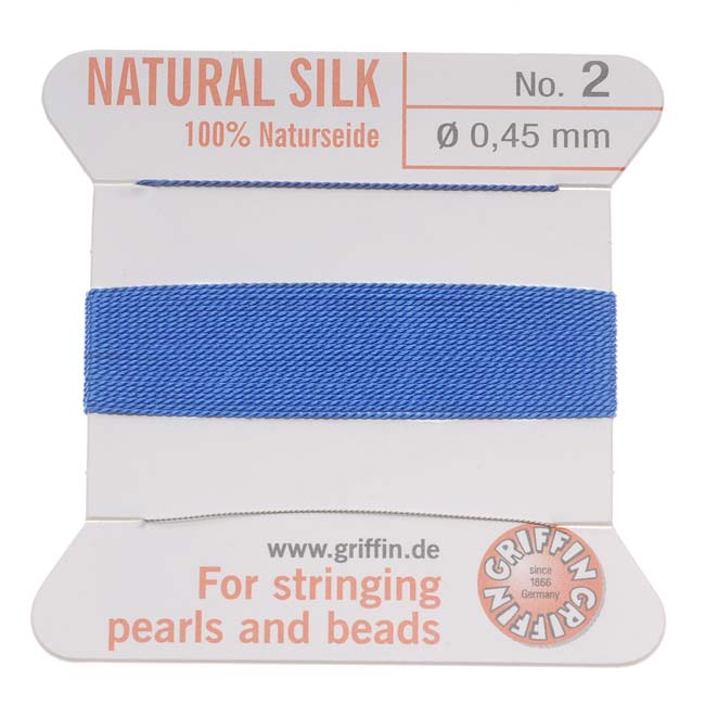 Griffin Silk Beading Cord & Needle Size 2 Med. Blue