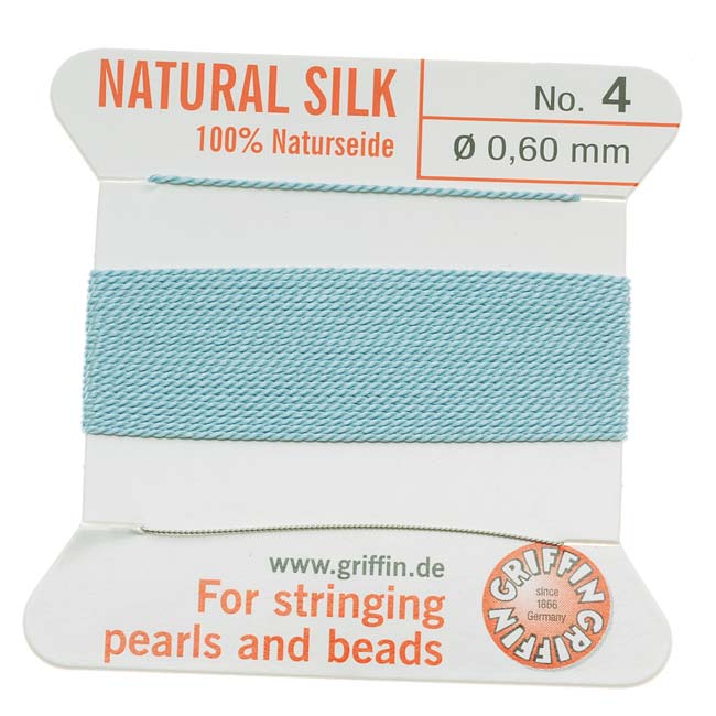 Griffin Silk Beading Cord & Needle Size 4 Lt Blue Turquoise