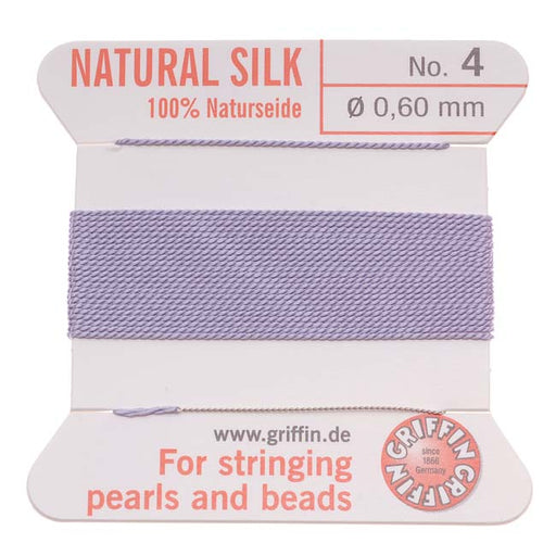 Griffin Silk Beading Cord & Needle Size 4 Lt Purple Lilac