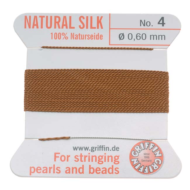 Griffin Silk Beading Cord & Needle Size 4 Carnelian