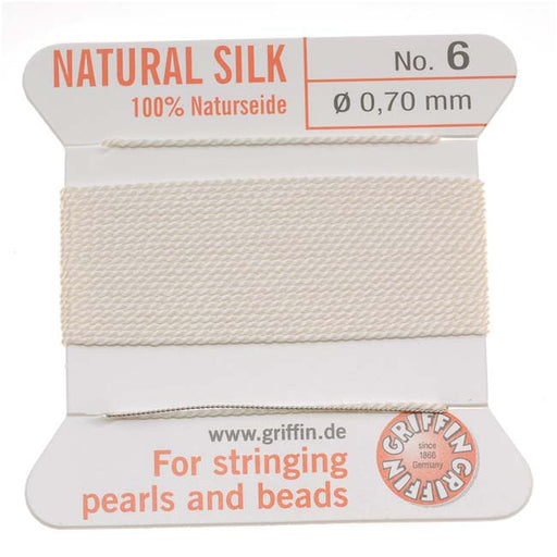 Griffin Silk Beading Cord & Needle Size 6 White