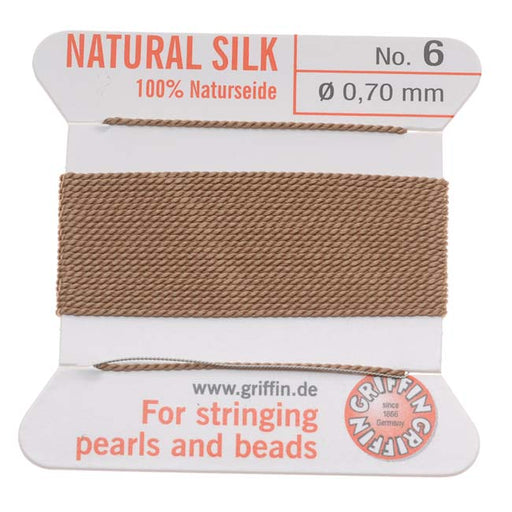 Griffin Silk Beading Cord & Needle Size 6 Beige