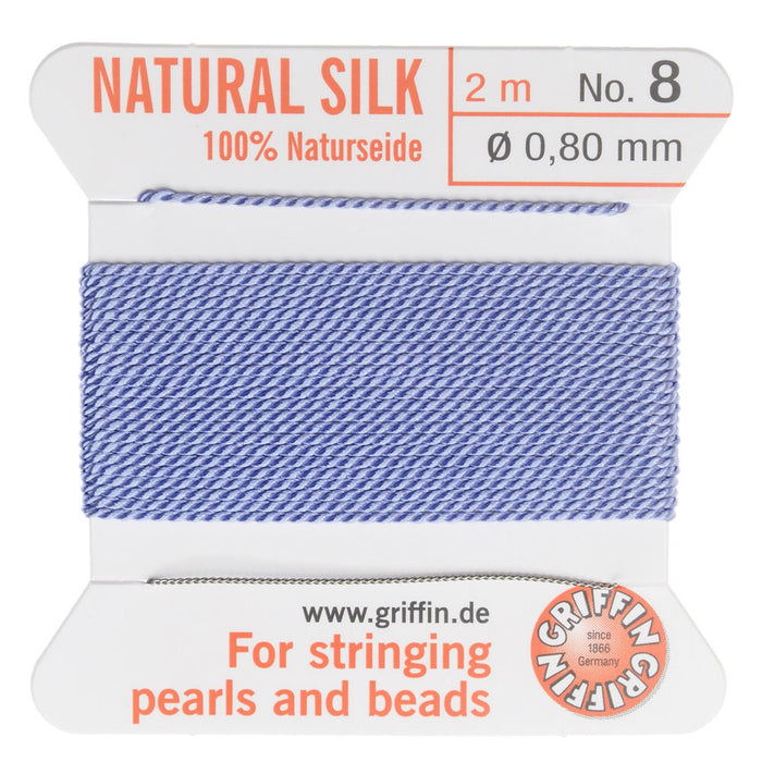 Griffin Silk Beading Cord & Needle, Size 8 (0.8mm), 2 Meters, Lilac