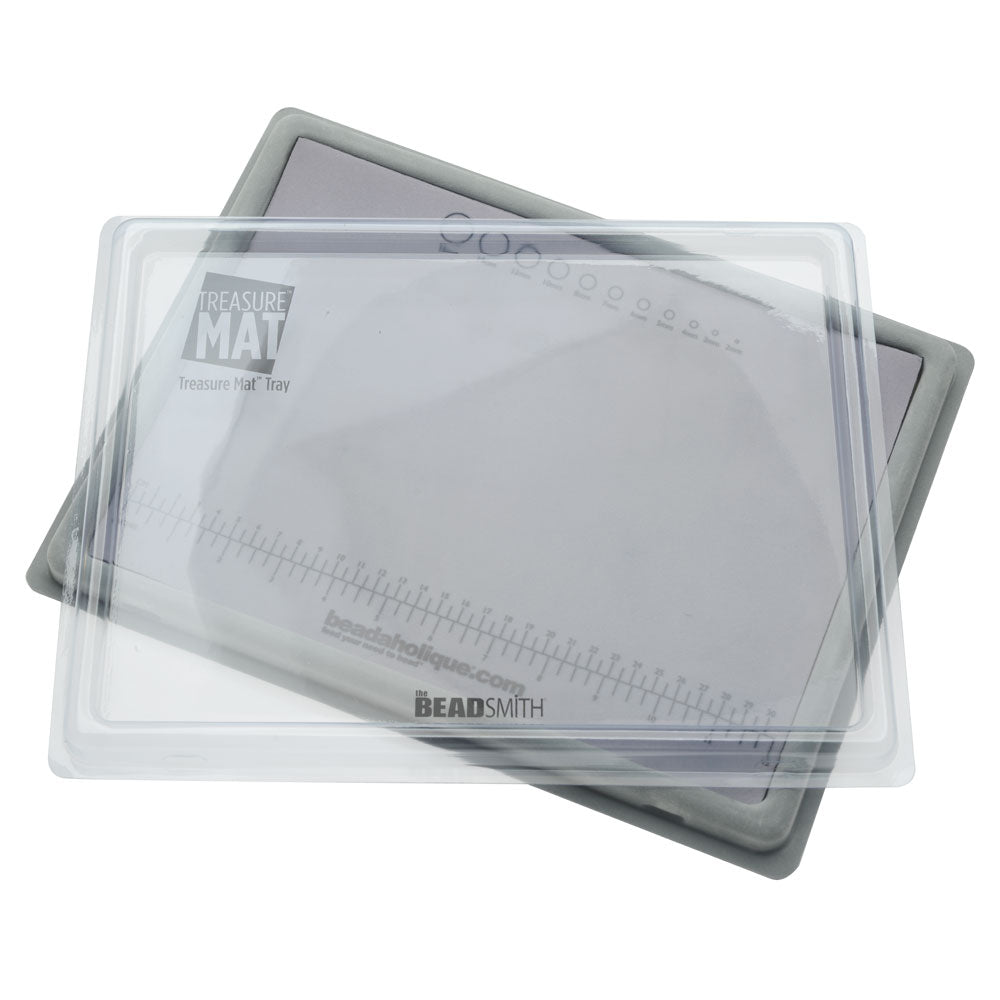 Beadaholique Beading Mat and Bead Design Beading Board Gray Flock with Lid Set, 11x14 Inches (1 Set)