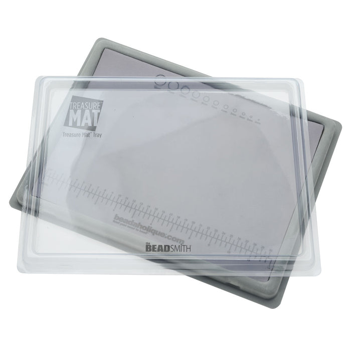 Beadaholique Beading Mat and Bead Design Beading Board Gray Flock with Lid Set, 11x14 Inches (1 Set)